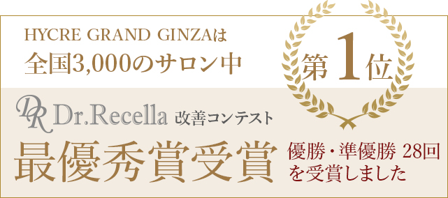 HYCRE GRAND GINZAは全国3,000のサロン中 第1位 Dr.Recella 改善コンテスト 最優秀賞受賞 優勝・準優勝 28回を受賞しました